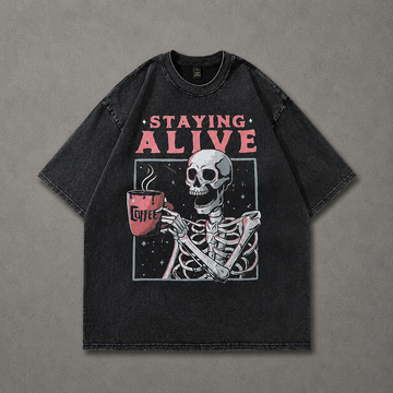 Staying Alive Oversized Graphic Tee